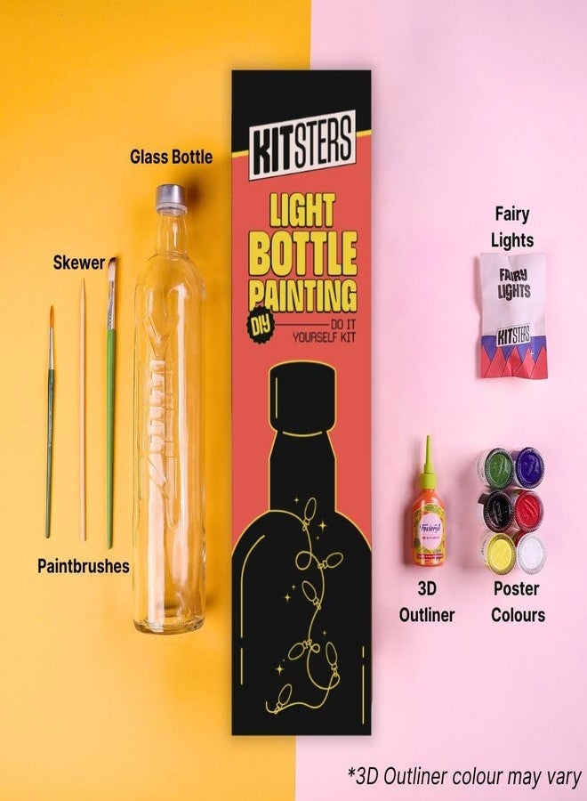 KITSTERS DIY Light Bottle Painting Kit|Recycled Bottle + Fairy Lights + Paints & Brushes|Ideal Birthday Gift|Art & Craft|Fun Activity For Kids & Adults|Detailed Video Workshop Included,Multicolor - Image 3